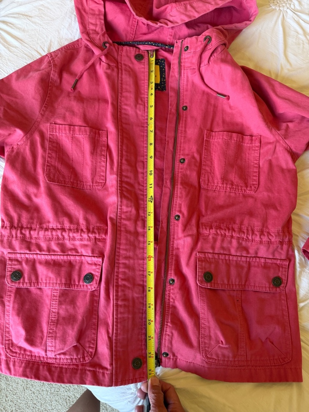 ✅Prince & Fox brand Hooded 100% cotton jacket in pink almost coral color. Wms L - Picture 8 of 13